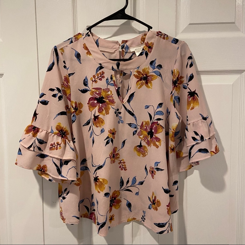 Pink floral blouse